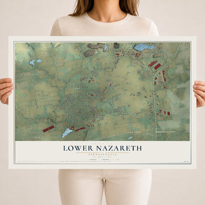 Map of Lower Nazareth, Pennsylvania, 18 x 24 inch unframed archival matte print