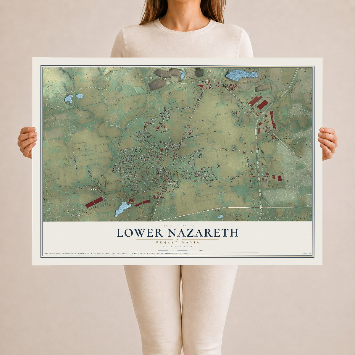Map of Lower Nazareth, Pennsylvania, 24 x 36 inch unframed archival matte print
