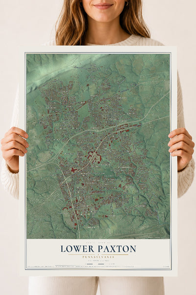 Map of Lower Paxton, Pennsylvania, 18 x 24 inch unframed archival matte print