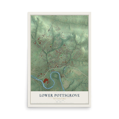 Map of Lower Pottsgrove, Pennsylvania, 12 x 18 inch unframed archival matte print