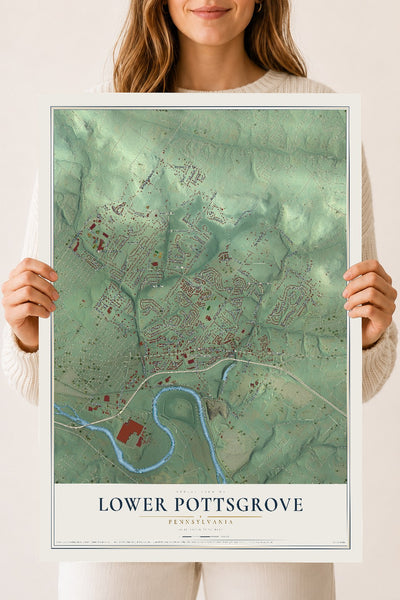 Map of Lower Pottsgrove, Pennsylvania, 18 x 24 inch unframed archival matte print