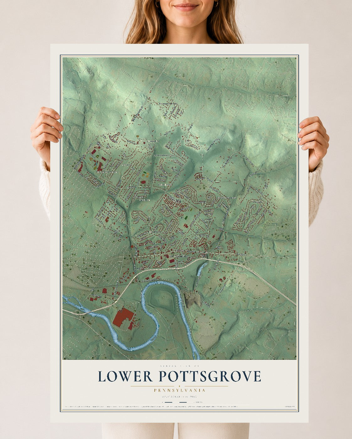 Map of Lower Pottsgrove, Pennsylvania, 24 x 36 inch unframed archival matte print