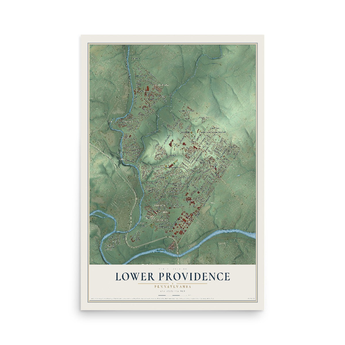 Map of Lower Providence, Pennsylvania, 12 x 18 inch unframed archival matte print