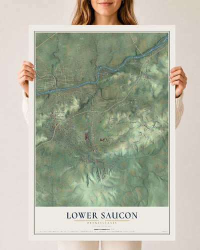 Map of Lower Saucon, Pennsylvania, 24 x 36 inch unframed archival matte print