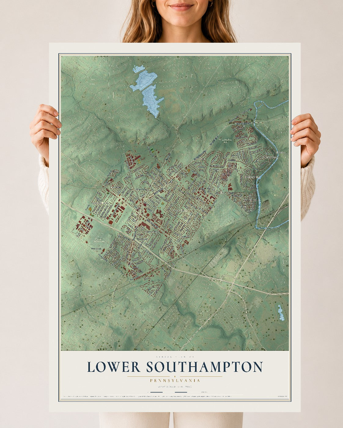 Map of Lower Southampton, Pennsylvania, 24 x 36 inch unframed archival matte print