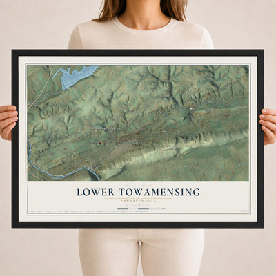 Map of Lower Towamensing, Pennsylvania, 18 x 24 inch print in a black wood frame