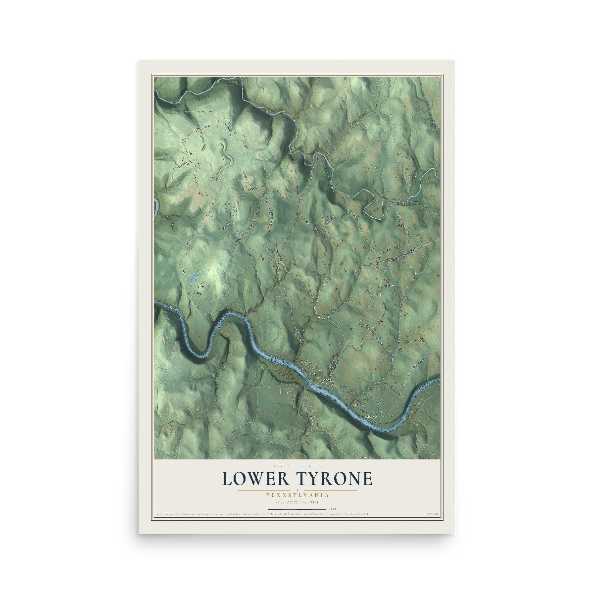 Map of Lower Tyrone, Pennsylvania, 12 x 18 inch unframed archival matte print