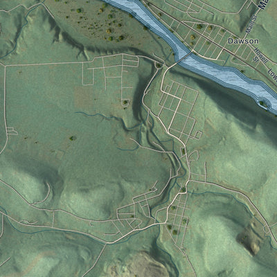 Close-up of the map of Lower Tyrone, Pennsylvania print showing street and building detail