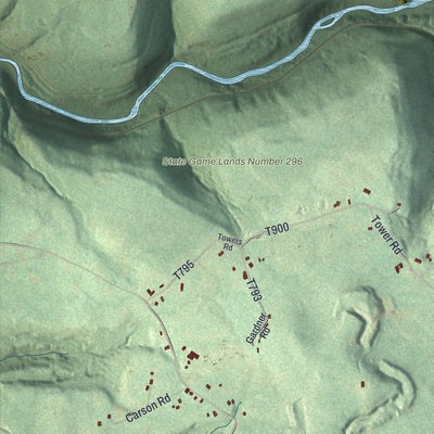 Second close-up of the map of Lower Tyrone, Pennsylvania print showing more streets and buildings