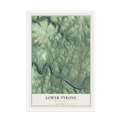 Map of Lower Tyrone, Pennsylvania, 12 x 18 inch print in a white wood frame