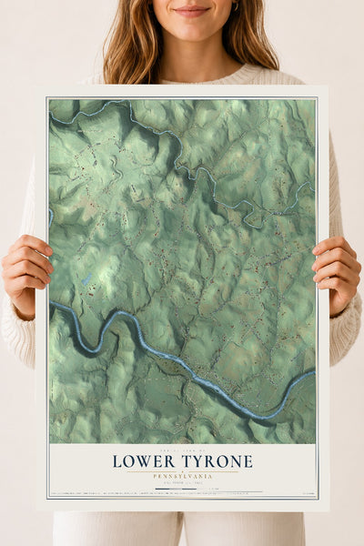 Map of Lower Tyrone, Pennsylvania, 18 x 24 inch unframed archival matte print