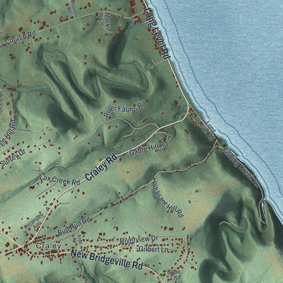 Second close-up of the map of Lower Windsor, Pennsylvania print showing more streets and buildings