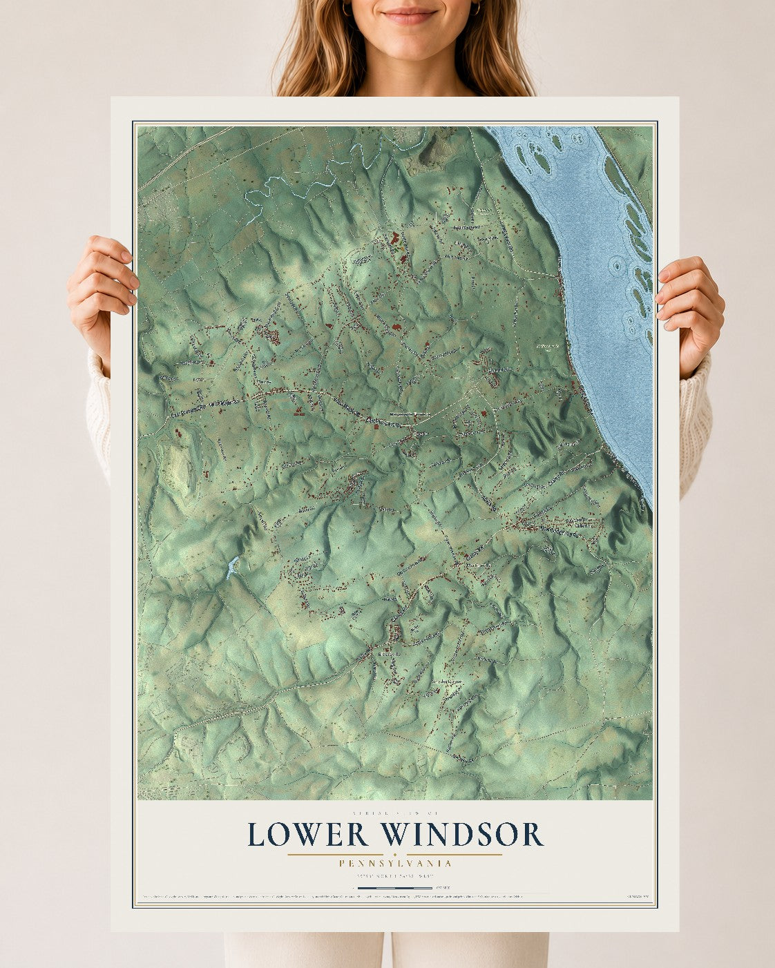 Map of Lower Windsor, Pennsylvania, 24 x 36 inch unframed archival matte print