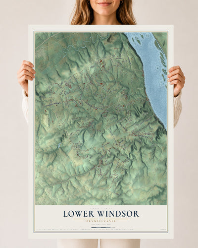 Map of Lower Windsor, Pennsylvania, 24 x 36 inch unframed archival matte print