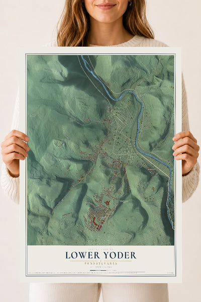 Map of Lower Yoder, Pennsylvania, 18 x 24 inch unframed archival matte print