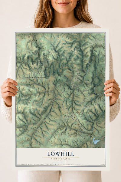 Map of Lowhill, Pennsylvania, 18 x 24 inch unframed archival matte print