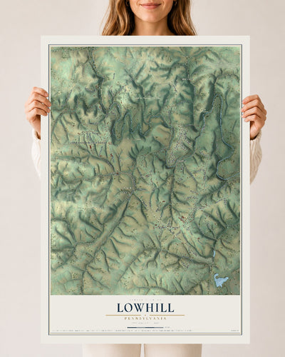 Map of Lowhill, Pennsylvania, 24 x 36 inch unframed archival matte print