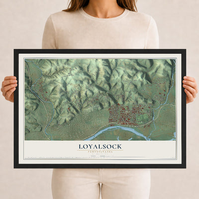 Map of Loyalsock, Pennsylvania, 12 x 18 inch print in a black wood frame