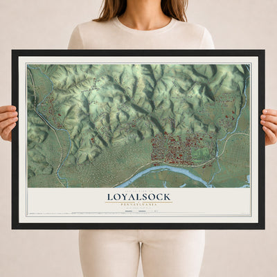 Map of Loyalsock, Pennsylvania, 18 x 24 inch print in a black wood frame