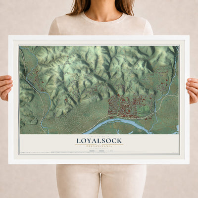 Map of Loyalsock, Pennsylvania, 18 x 24 inch print in a white wood frame