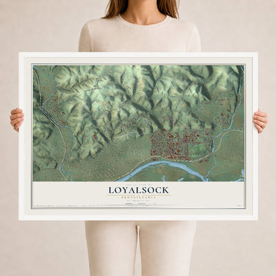 Map of Loyalsock, Pennsylvania, 24 x 36 inch print in a white wood frame
