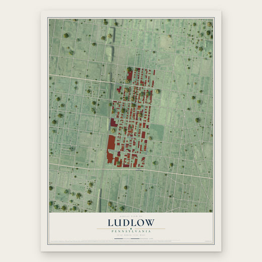 Ludlow, Pennsylvania map print, the full design