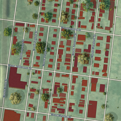 Close-up of the map of Ludlow, Pennsylvania print showing street and building detail
