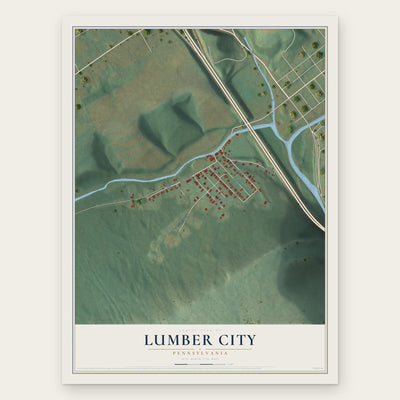 Lumber City, Pennsylvania map print, the full design