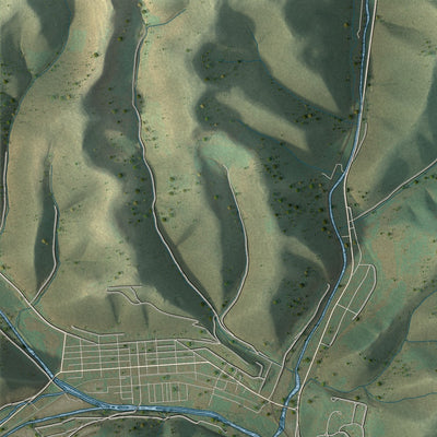 Close-up of the map of Lumber, Pennsylvania print showing street and building detail