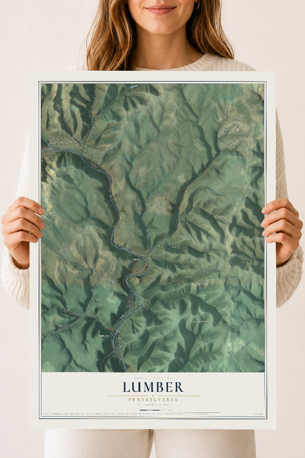 Map of Lumber, Pennsylvania, 18 x 24 inch unframed archival matte print