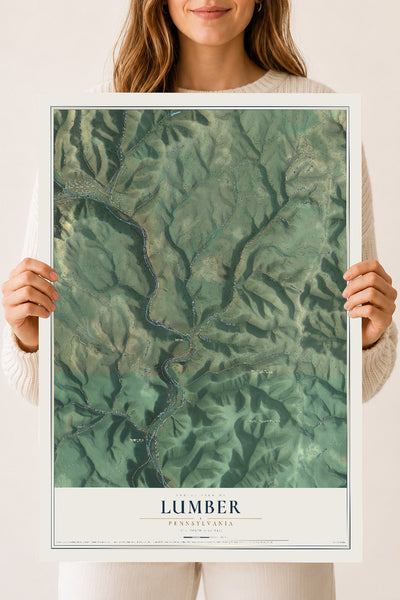 Map of Lumber, Pennsylvania, 18 x 24 inch unframed archival matte print