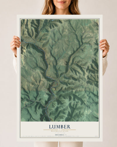 Map of Lumber, Pennsylvania, 24 x 36 inch unframed archival matte print