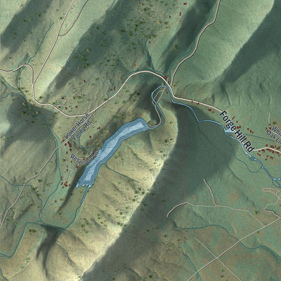 Close-up of the map of Lurgan, Pennsylvania print showing street and building detail