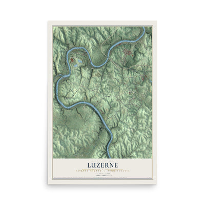 Map of Luzerne, Fayette County, Pennsylvania, 12 x 18 inch unframed archival matte print