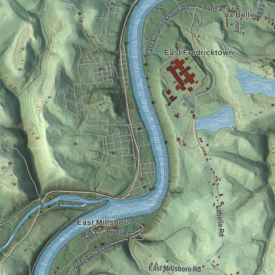 Second close-up of the map of Luzerne, Fayette County, Pennsylvania print showing more streets and buildings