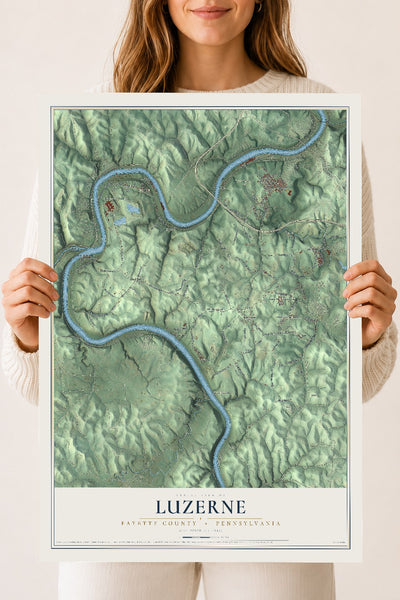 Map of Luzerne, Fayette County, Pennsylvania, 18 x 24 inch unframed archival matte print
