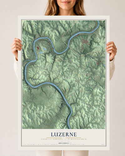 Map of Luzerne, Fayette County, Pennsylvania, 24 x 36 inch unframed archival matte print