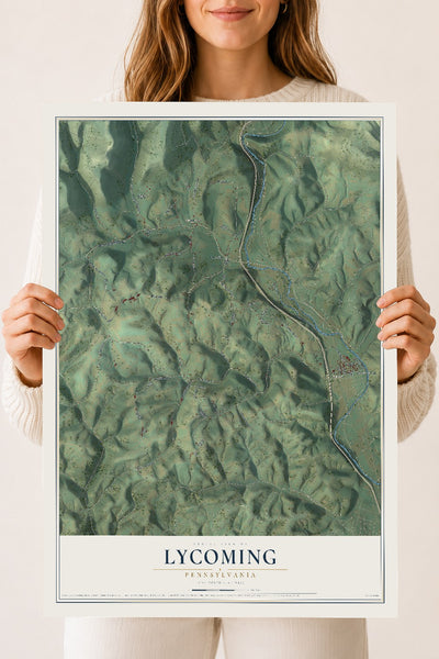 Map of Lycoming, Pennsylvania, 18 x 24 inch unframed archival matte print