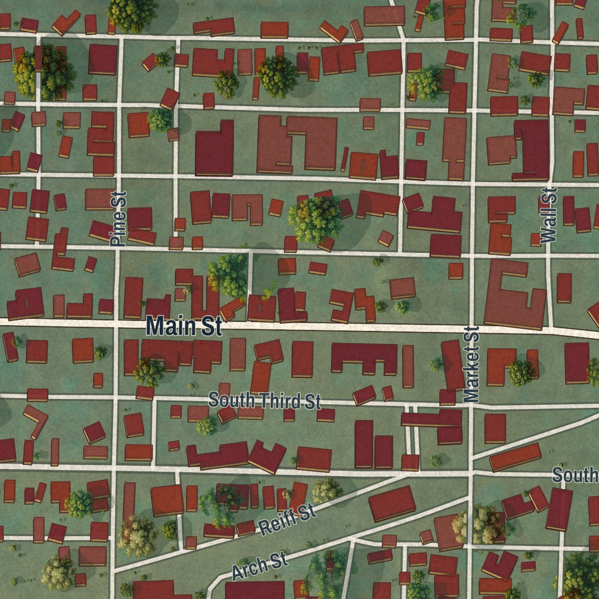 Close-up of the map of the Borough of Lykens, Dauphin County, Pennsylvania print showing street and building detail