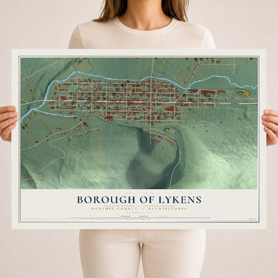 Map of the Borough of Lykens, Dauphin County, Pennsylvania, 18 x 24 inch unframed archival matte print