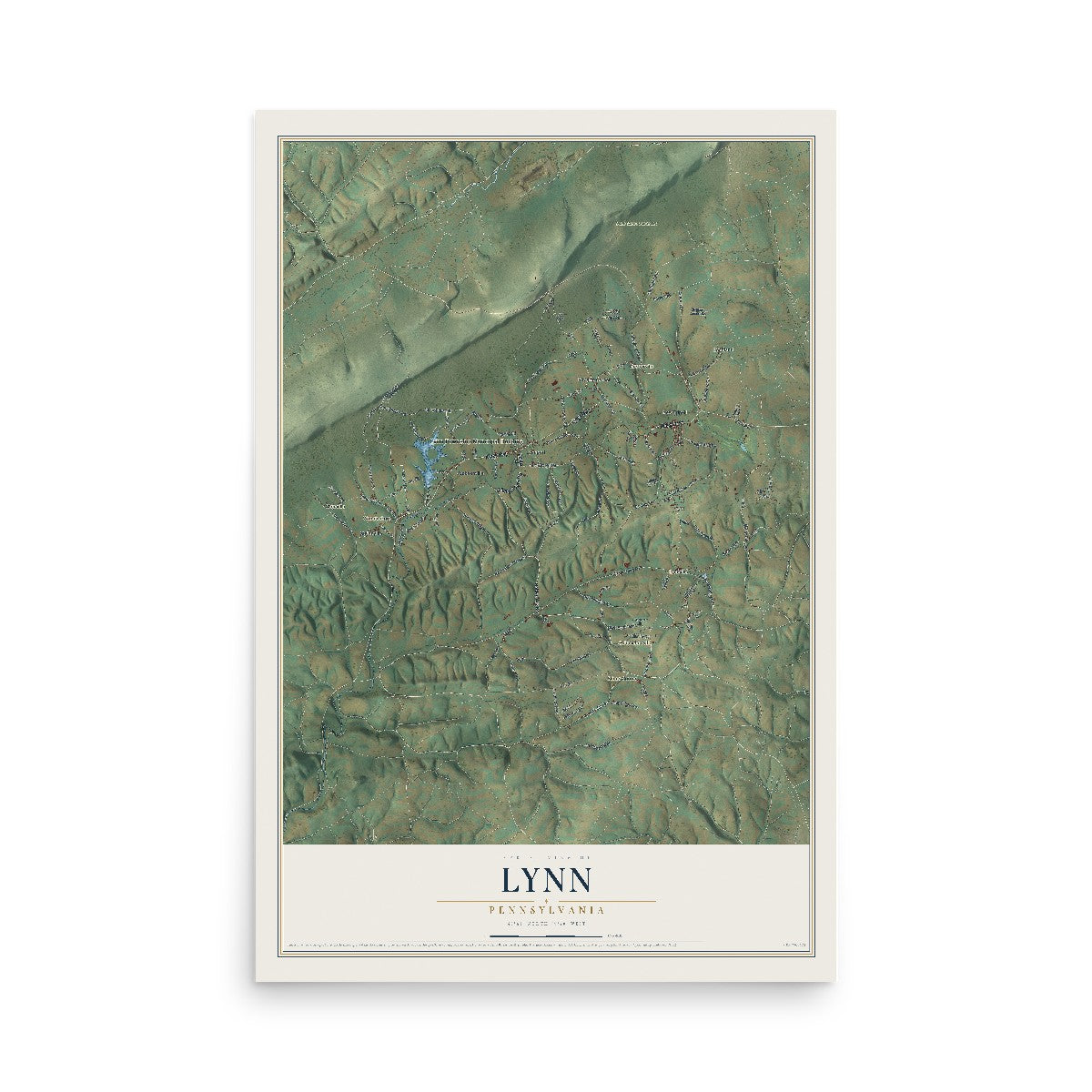 Map of Lynn, Pennsylvania, 12 x 18 inch unframed archival matte print