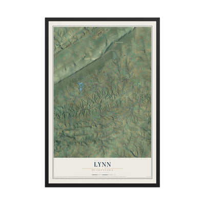 Map of Lynn, Pennsylvania, 12 x 18 inch print in a black wood frame
