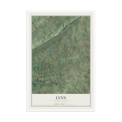 Map of Lynn, Pennsylvania, 12 x 18 inch print in a white wood frame
