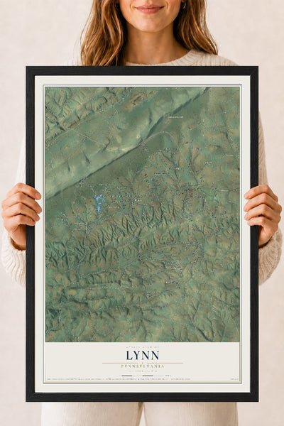 Map of Lynn, Pennsylvania, 18 x 24 inch print in a black wood frame