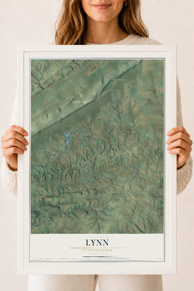 Map of Lynn, Pennsylvania, 18 x 24 inch print in a white wood frame
