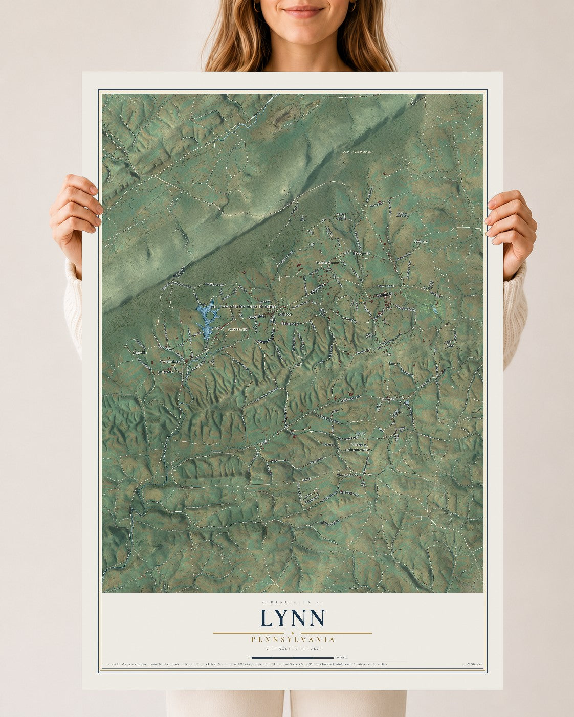 Map of Lynn, Pennsylvania, 24 x 36 inch unframed archival matte print