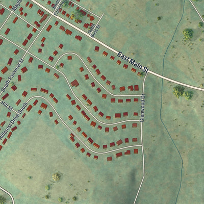 Second close-up of the map of Macungie, Pennsylvania print showing more streets and buildings