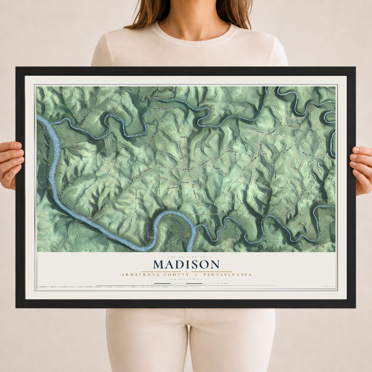 Map of Madison, Armstrong County, Pennsylvania, 18 x 24 inch print in a black wood frame