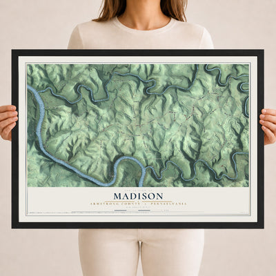 Map of Madison, Armstrong County, Pennsylvania, 18 x 24 inch print in a black wood frame
