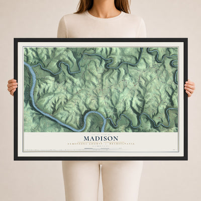 Map of Madison, Armstrong County, Pennsylvania, 24 x 36 inch print in a black wood frame